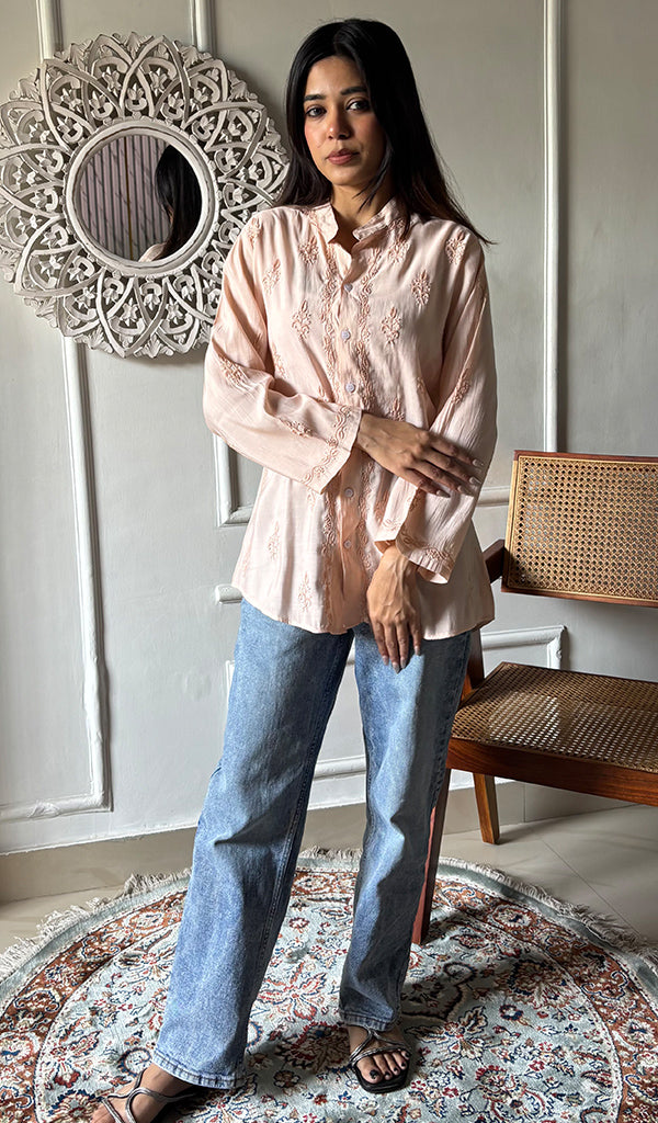 Bhumika — Blush Floral Shirt — Blush Peach