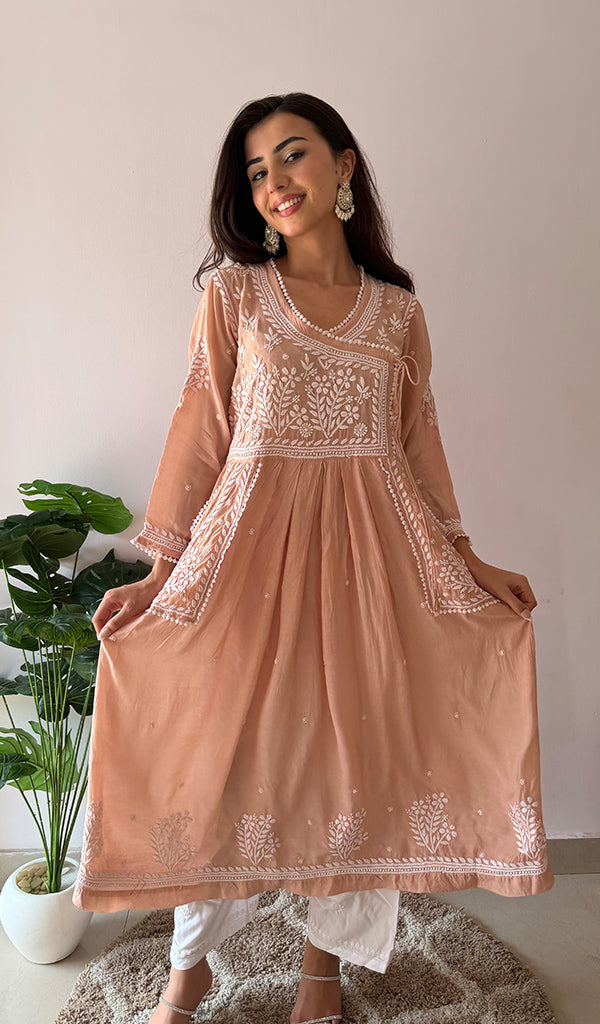 Fawziya — Peach Taupe Angrakha — Peach Taupe