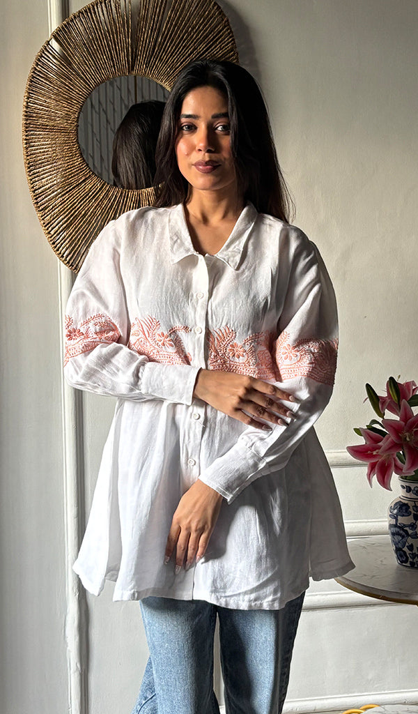 Mahika — Tonal Lace Shirt — Tan Beige