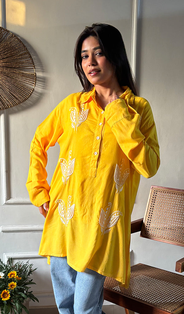 Trisha — Golden Oversized Shirt — Golden Yellow