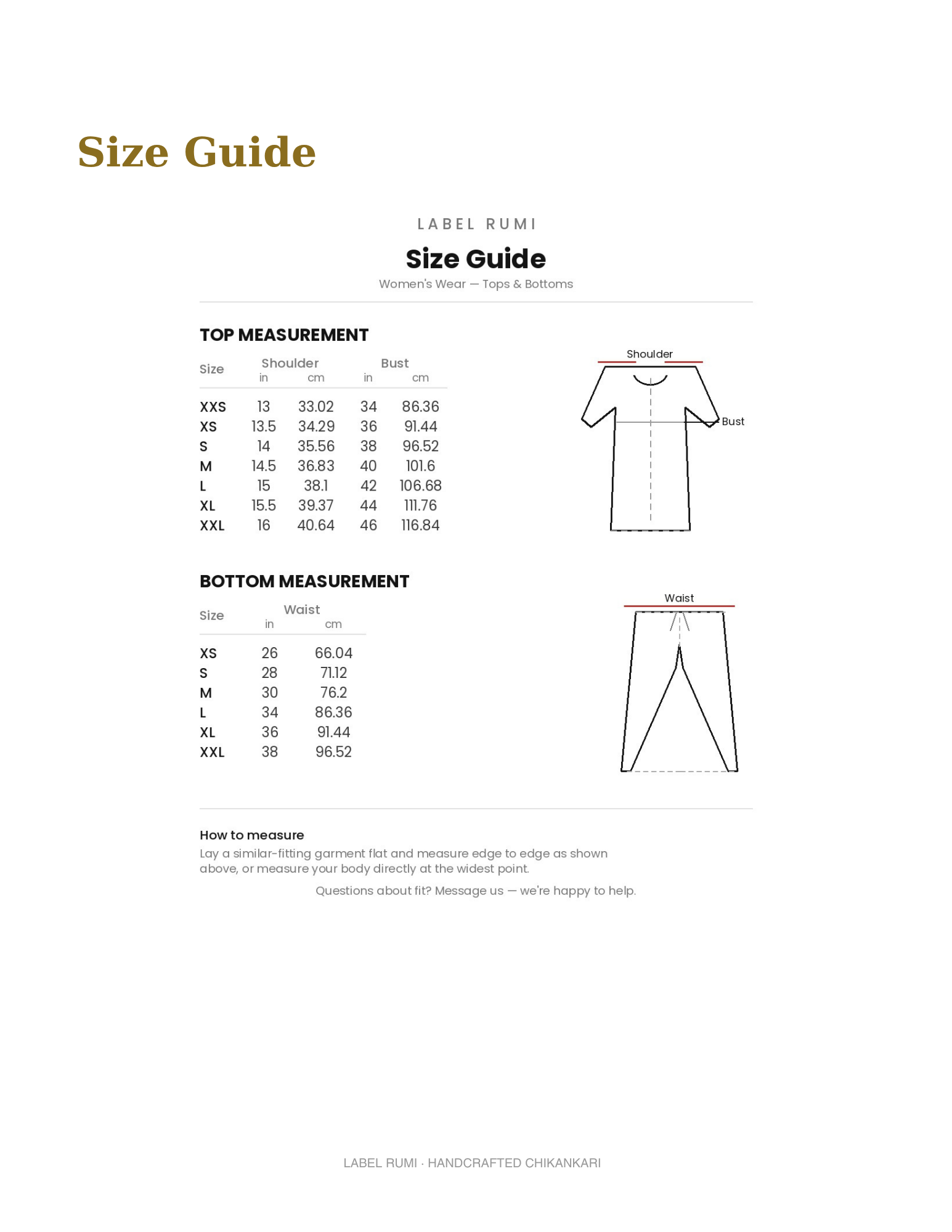 Sizing Chart